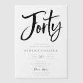 Brush Kalligrafie 40 Verjaardag Vellum Uitnodiging (Voorkant)