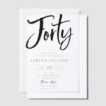 Brush Kalligrafie 40 Verjaardag Vellum Uitnodiging<br><div class="desc">Vier deze mijlpaal verjaardag met een prachtig ontworpen 40e verjaardag uitnodiging die moderne elegantie combineert met tijdloze charme. De kop Veertig is kunstig geschreven in moderne penseelkalligrafie, het toevoegen van een stijlvolle en feestelijke touch, terwijl de rest van de tekst is ingesteld in een verfijnd serif lettertype voor een schone...</div>