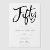Brush Kalligrafie 50 Verjaardag Vellum Uitnodiging (Voorkant)