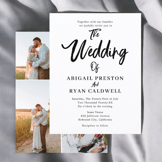 Brush kalligrafie budget bruiloft briefkaart