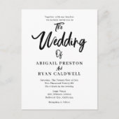 Brush kalligrafie budget bruiloft briefkaart (Voorkant)