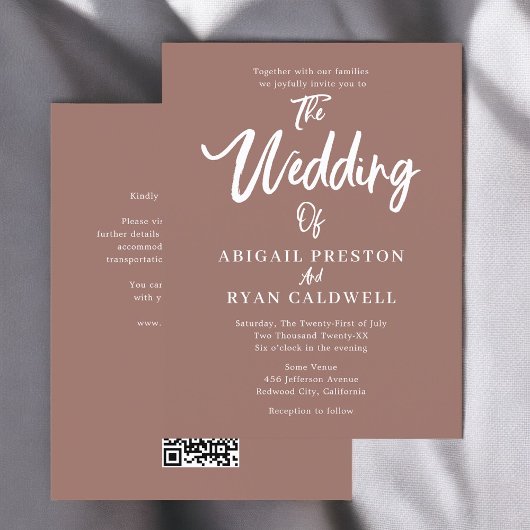 Brush Kalligrafie Budget Bruin Huwelijk Briefkaart