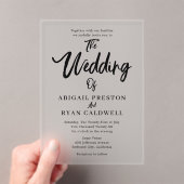 Brush kalligrafie minimalistische bruiloft acryl uitnodigingen (Insitu (Draagbaar))
