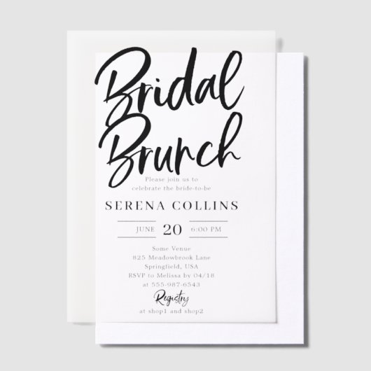 Brush kalligrafie moderne bruids brunch vellum uitnodigingen (Offset)