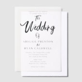 Brush kalligrafie moderne minimalistische bruiloft vellum uitnodigingen (Offset)