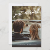 Brush kalligrafie net getrouwd foto elopement aankondiging (Voorkant)