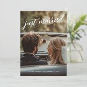 Brush kalligrafie net getrouwd foto elopement aankondiging (Staand voorkant)