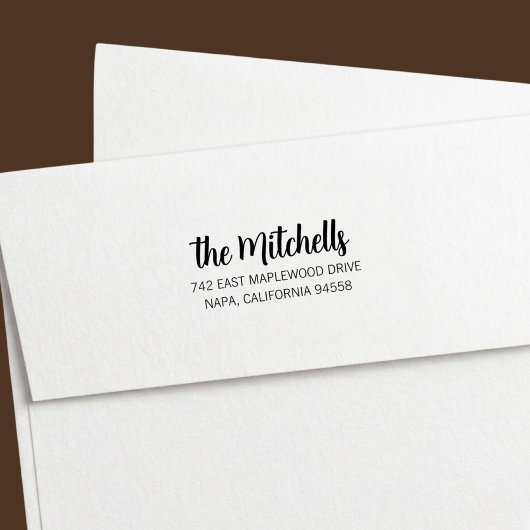 Brush Lettered Return Address Zelfinktende Stempel