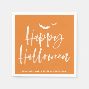 Brush Lettering Sinaasappel Happy Halloween Party Servet