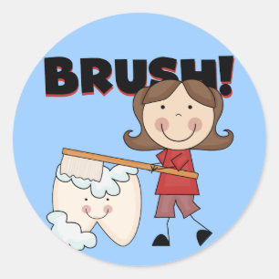 BRUSH - meisje met tatoeages en cadeautjes Ronde Sticker