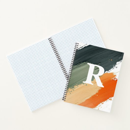 Brush-Painted Terrain Monogram Plan Notitieboek (Binnen)
