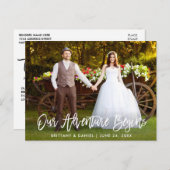 Brush Schrift Ons Avontuur Begint Trouw Dank U Briefkaart (Voorkant / Achterkant)