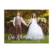 Brush Schrift Ons Avontuur Begint Trouw Dank U