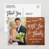 Brush Schrift Ruw Hout Liefde en Dank Trouwdag Briefkaart (Voorkant / Achterkant)