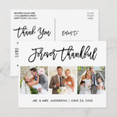 Brush Schrift Voor Altijd Dankbaar 3 Foto Huwelijk Briefkaart (Voorkant / Achterkant)