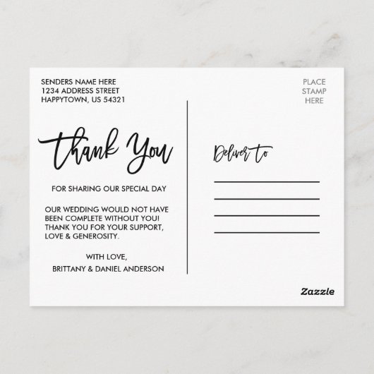 Brush Schrift Voor Altijd Dankbaar 3 Foto Huwelijk Briefkaart (Achterkant)