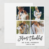 Brush Schrift Voor Altijd Dankbaar Huwelijk 4 Foto Bedankkaart (Voorkant / Achterkant)
