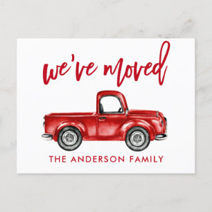 Brush Script Adres wijzigen  Red Truck Briefkaart