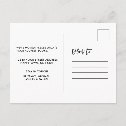 Brush Script Adres wijzigen  Red Truck Briefkaart (Achterkant)