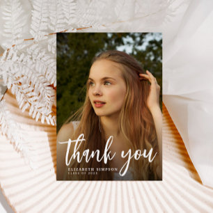 Brush Script afstuderen dank u fotokaart Bedankkaart
