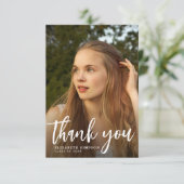 Brush Script afstuderen dank u fotokaart Bedankkaart (Staand voorkant)