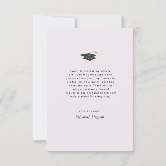 Brush Script afstuderen dank u fotokaart Bedankkaart (Achterkant)