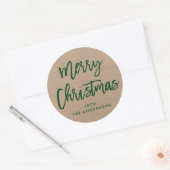 Brush Script Christmas Kraft Green Gift Sticker (Envelop)