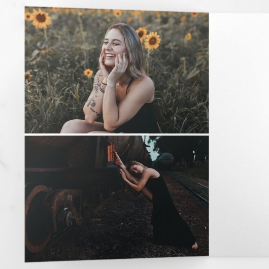 Brush Script Foto Afstuderen Drieluik Uitnodiging (Binnenzijde eerst)