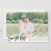 Brush Script Foto Minimalistisch Horizontaal Save The Date (Voorkant)