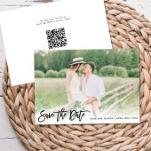 Brush Script Foto Minimalistische Horizontale  Save The Date