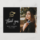 Brush script gouden pet afstuderen dank u briefkaart (Voorkant)