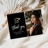 Brush script gouden pet afstuderen dank u briefkaart