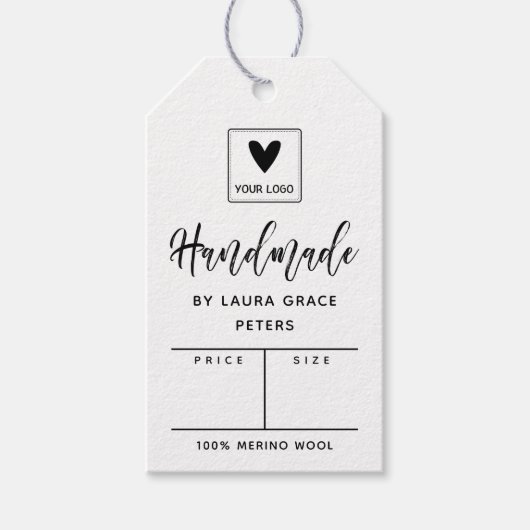 Brush Script Handmade Uw Logo Prijs Cadeaulabel (Voorkant)