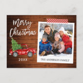 Brush Script Instant Photo Christmas Tape Truck Briefkaart (Voorkant)