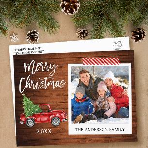 Brush Script Instant Photo Christmas Tape Truck Briefkaart