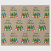 Brush Script Kraft Waterverf Gnomen Trees Cadeaupapier (Vlak)