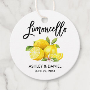 Brush Script Lemons Bruiloft Limoncello Ronde Labe Bedankjes Labels