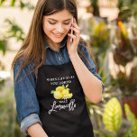 Brush Script Limoncello Waterverf Citroenen Zwart Schort<br><div class="desc">Modern Brush Script Watercolor Lemons When Life Gives You Lemons Make Limoncello Apron</div>