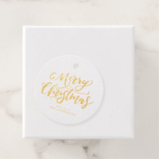 Brush Script Merry Christmas Holiday Gift Label (Met doos)