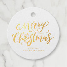 Brush Script Merry Christmas Holiday Gift Label