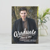 Brush Script Modern Afstuderen 2-Photo Party Kaart (Staand voorkant)