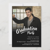 Brush Script Modern Afstuderen 2-Photo Party Kaart (Achterkant)