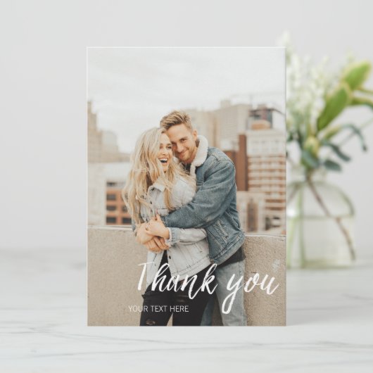 Brush Script Photo Dank je kaart (Staand voorkant)