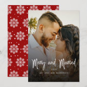 Brush Script Prettig & Getrouwd Koppel Kerstmis Feestdagenkaart (Voorkant / Achterkant)