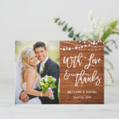 Brush Script Rustic Wood Liefde en Bedankt bruilof (Staand voorkant)