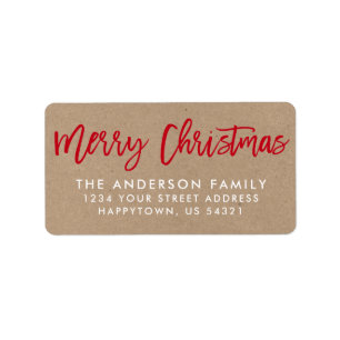 Brush Script Star Merry Kerstkraft Etiket