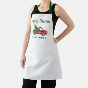 Brush Script Truck met kerstboom Schort