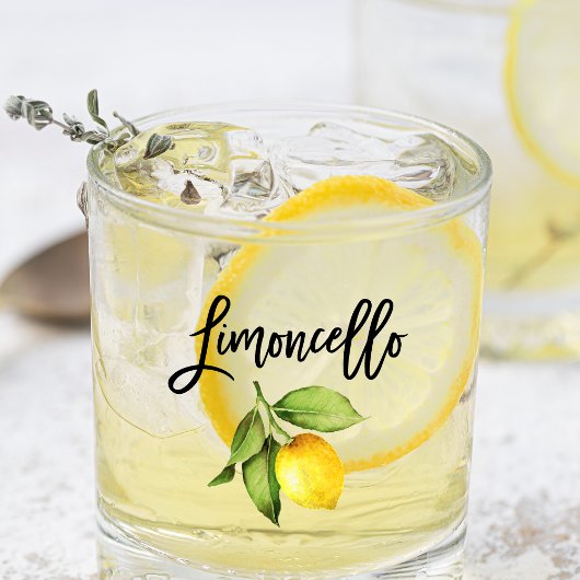 Brush Script Waterverf Lemon Limoncello Glass Whisky Glas