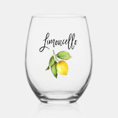 Brush Script Waterverf Lemon Limoncello Wijnglas Zonder Voet (Voorkant)