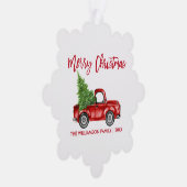 Brush Script Waterverf  Red Truck Ornament Kaart (Rechts)